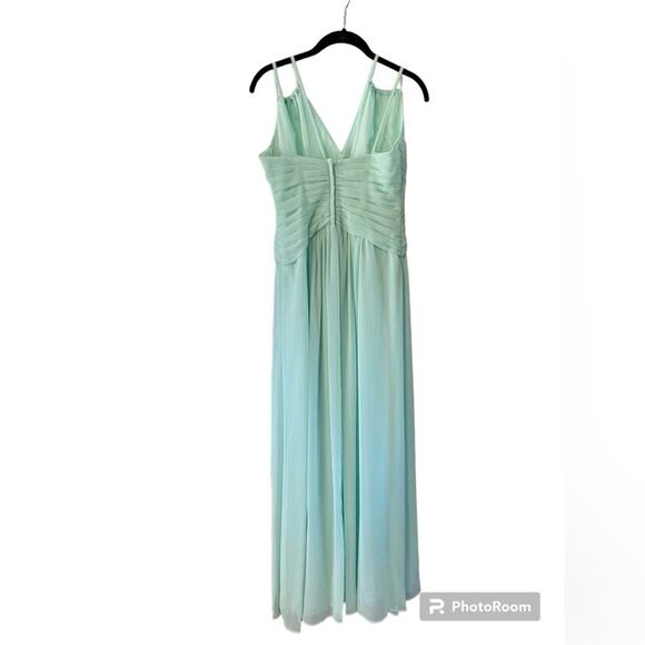 Davids Bridal Dress Womens Size 4 Mint Green Maxi Flowy Bridesmaid Fairy Party - Picture 7 of 14